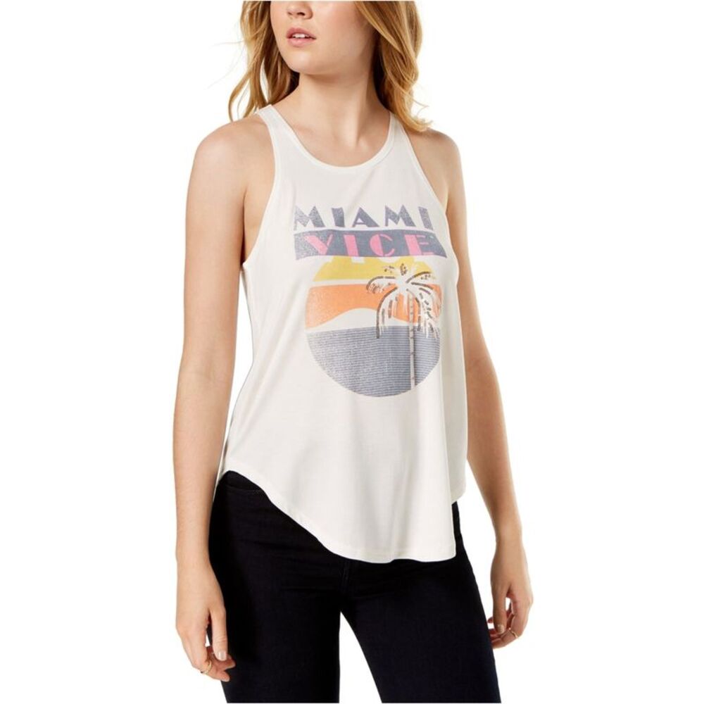 True Vintage Womens Sequined Tank Top, Off-White, L, DM